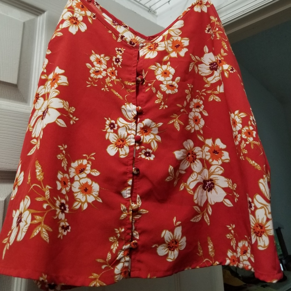 Large Red Floral Tank Top